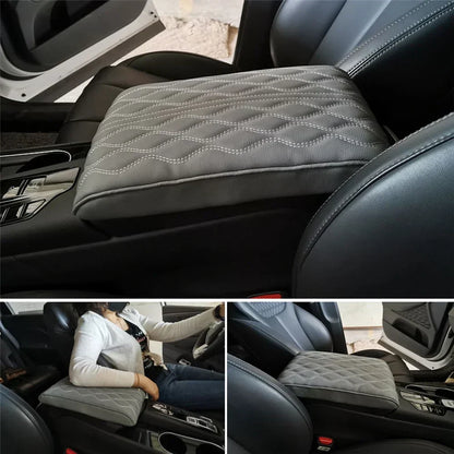 Cojín de cuero negro para reposabrazos central de coche