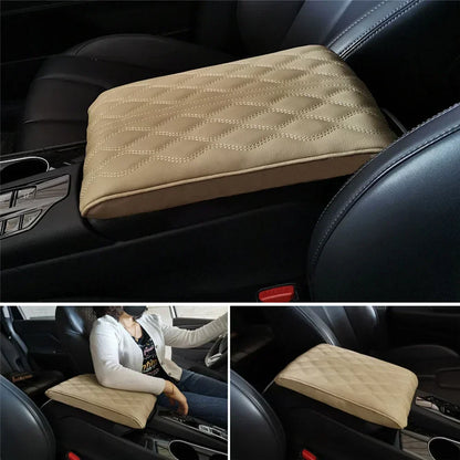 Cojín de cuero negro para reposabrazos central de coche
